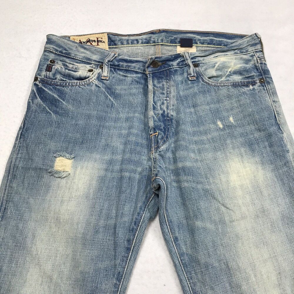 Y2K ABERCROMBIE & FITCH Remsen Jeans Men 32x34 Distressed Low Rise Slim Straight - Picture 3 of 16